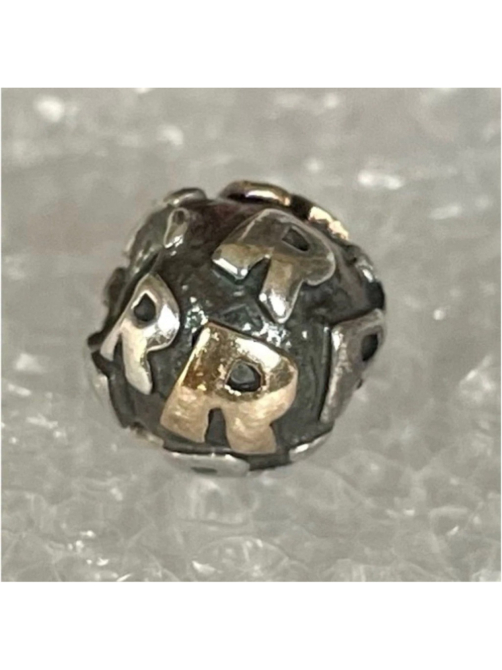 Authentic Pandora Sterling Silver 925 & 14k Gold Alphabet Letter “R” Charm